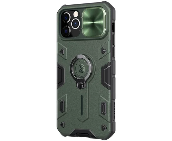 TPU+PC чехол Nillkin CamShield Armor (шторка на камеру) для Apple iPhone 12 Pro / 12 (6.1")  Зеленый