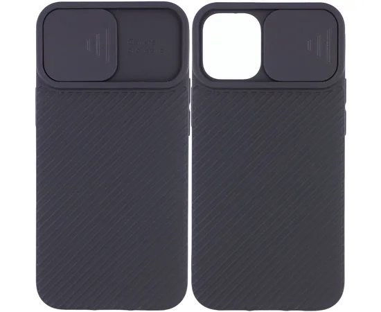 Чехол Camshield Square TPU со шторкой для камеры для Apple iPhone 12 Pro / 12 (6.1") Черный