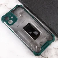 Ударопрочный чехол Transformer CrystalRing для Apple iPhone 12 (6.1") Темно-зеленый