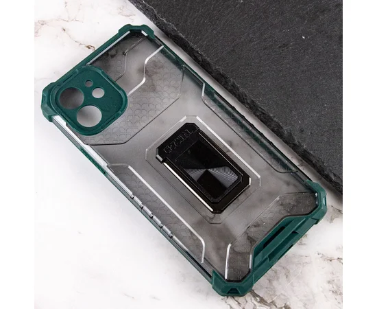 Ударопрочный чехол Transformer CrystalRing для Apple iPhone 12 (6.1") Темно-зеленый