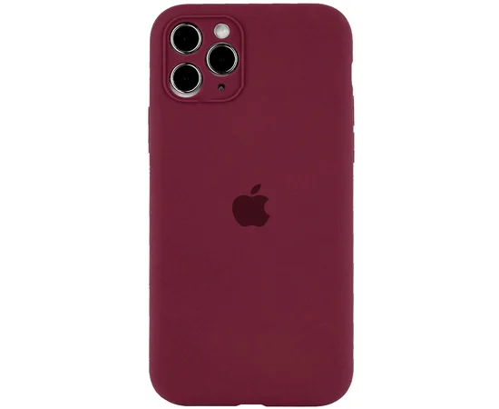 Чохол Silicone Case Full Camera Protective (AA) для Apple iPhone 12 Pro (6.1 ") Бордовий / Plum