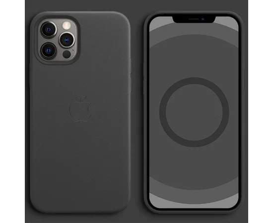 Кожаный чехол Leather Case (AA Plus) with MagSafe для Apple iPhone 12 Pro / 12 (6.1") Black