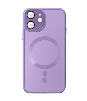 Чохол TPU+Glass Sapphire Midnight with MagSafe для Apple iPhone 12 (6.1") Бузковий / Lilac