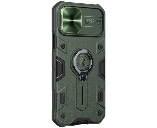 TPU+PC чехол Nillkin CamShield Armor (шторка на камеру) для Apple iPhone 12 Pro / 12 (6.1")  Зеленый