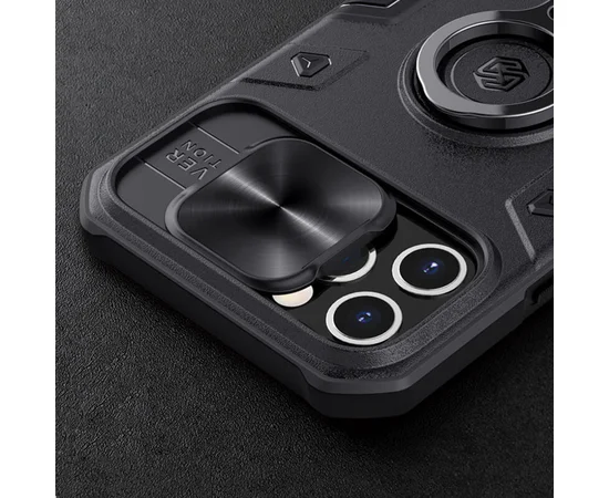 TPU+PC чехол Nillkin CamShield Armor (шторка на камеру) для Apple iPhone 12 Pro / 12 (6.1")  Черный