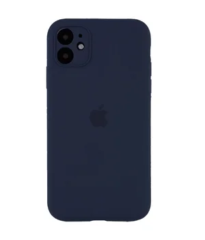 Чехол Silicone Case Full Camera Protective (AA) для Apple iPhone 12 (6.1") Темно-синий / Midnight blue