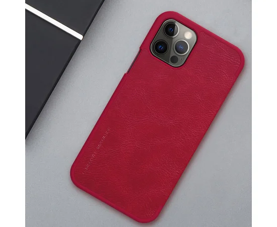 Кожаный чехол (книжка) Nillkin Qin Series для Apple iPhone 12 Pro / 12 (6.1") Красный