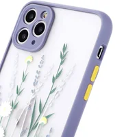 TPU + PC чохол Picture Color Buttons full camera для Apple iPhone 12 Pro (6.1 ") Lavender Grey / Квіти