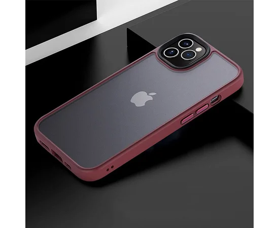 TPU+PC чохол Metal Buttons для Apple iPhone 12 Pro / 12 (6.1") Бордовий