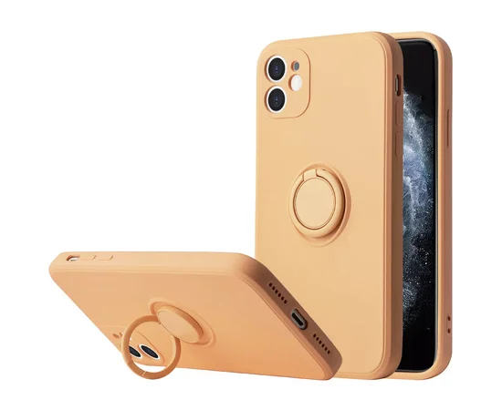 Чехол TPU Candy Ring Full Camera для Apple iPhone 12 (6.1") Оранжевый / Coral
