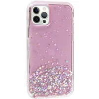 TPU чохол Star Glitter для Apple iPhone 12 Pro / 12 (6.1 ") Прозорий / Рожевий