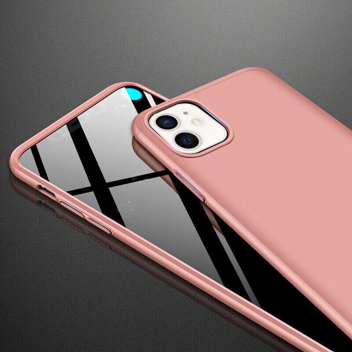 Пластикова накладка GKK LikGus 360 градусів (opp) для Apple iPhone 12 (6.1 ") Рожевий / Rose gold
