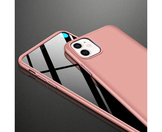 Пластиковая накладка GKK LikGus 360 градусов (opp) для Apple iPhone 12 (6.1") Розовый / Rose gold