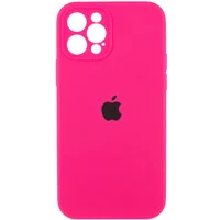 Чехол Silicone Case Full Camera Protective (AA) для Apple iPhone 12 Pro (6.1") Розовый / Barbie pink
