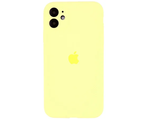 Чехол Silicone Case Full Camera Protective (AA) для Apple iPhone 12 (6.1") Желтый / Mellow Yellow