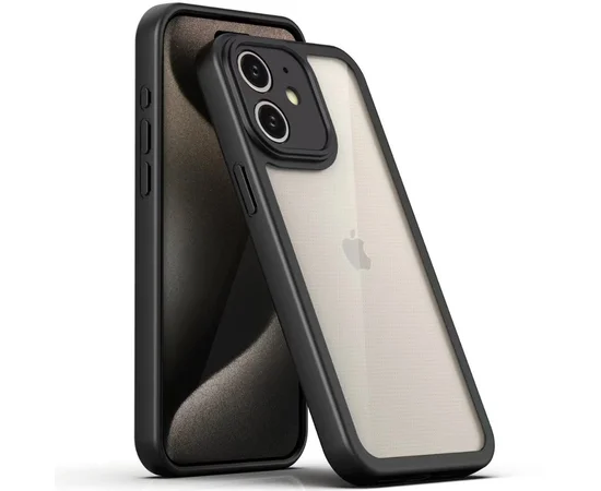 TPU чехол Transparent + Colour 1,5mm для Apple iPhone 12 (6.1") Black