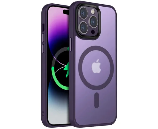 TPU+PC чехол Metal Buttons with MagSafe Colorful для Apple iPhone 12 Pro / 12 (6.1") Темно-фиолетовый