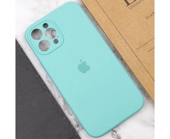 Чохол Silicone Case Full Camera Protective (AA) Apple iPhone 12 Pro (6.1") Бірюзовий / Marine Green