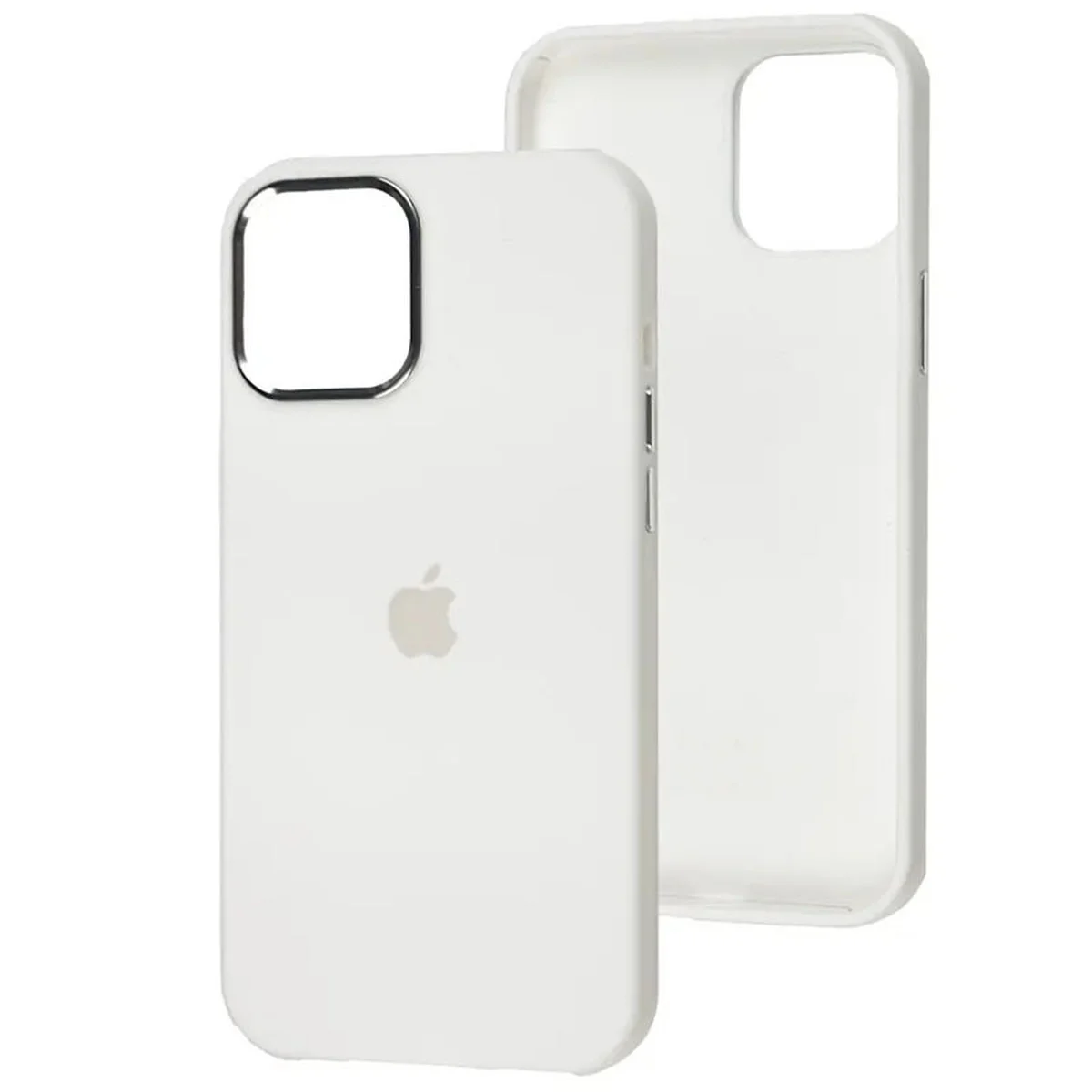 Чехол Silicone Case Metal Buttons (AA) для Apple iPhone 12 Pro / 12 (6.1") Белый / White