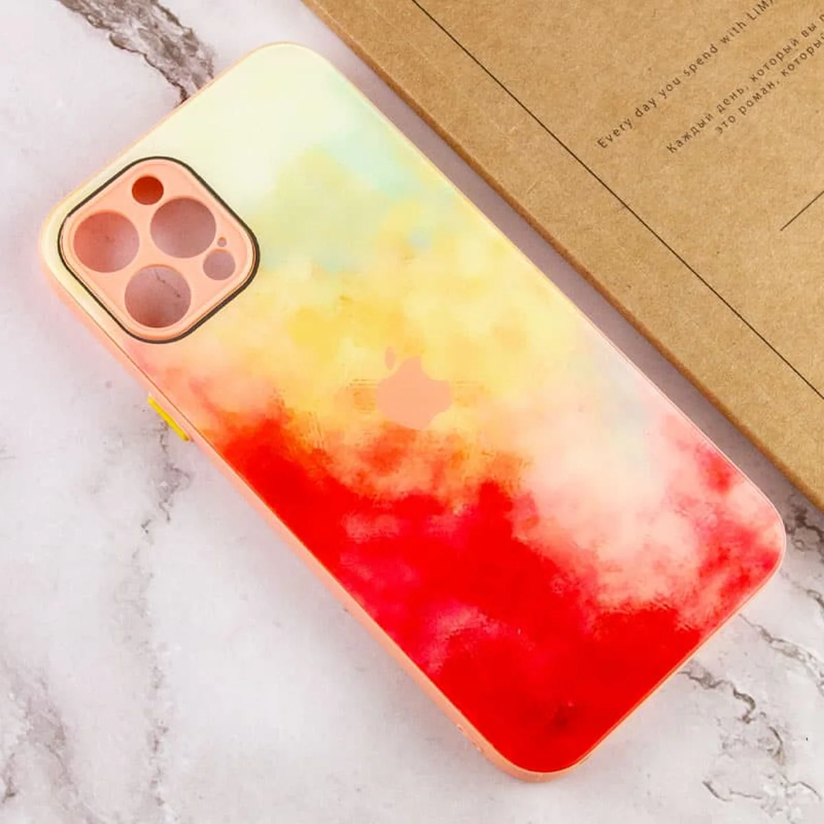 Чехол TPU+Glass Impasto abstract для Apple iPhone 12 Pro (6.1") Red yellow