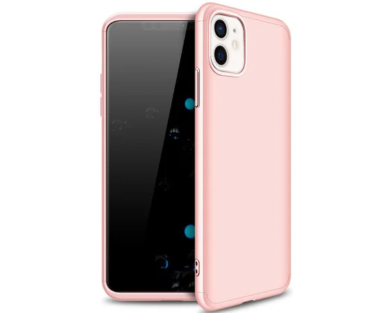 Пластиковая накладка GKK LikGus 360 градусов (opp) для Apple iPhone 12 (6.1") Розовый / Rose gold