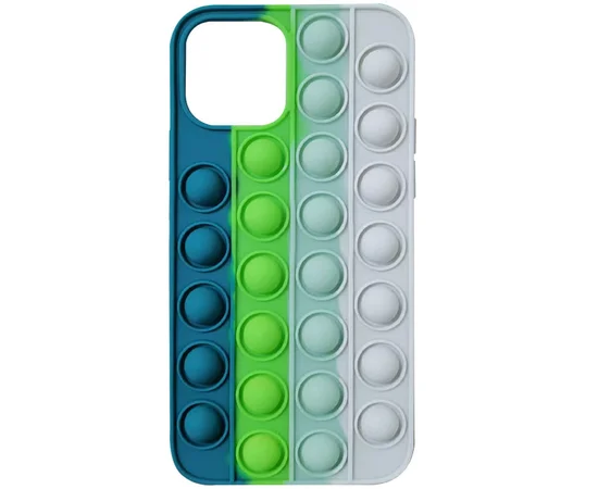 Силиконовый 3D чехол-антистресс Pop it Bubble для Apple iPhone 12 Pro / 12 (6.1") Cosmos blue / White