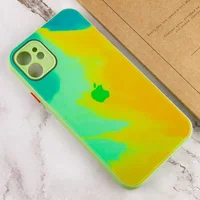 Чехол TPU+Glass Impasto abstract для Apple iPhone 12 (6.1") Yellow green