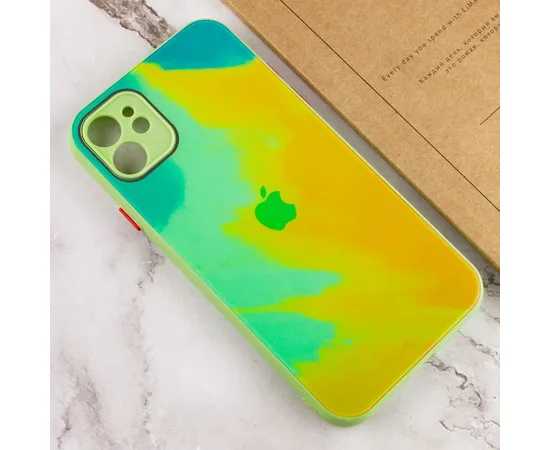 Чехол TPU+Glass Impasto abstract для Apple iPhone 12 (6.1") Yellow green