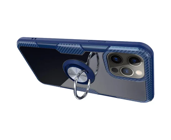 TPU + PC чохол Deen CrystalRing for Magnet (opp) для Apple iPhone 12 Pro / 12 (6.1 ") Безбарвний / Темно-синій