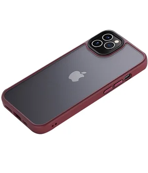 TPU+PC чехол Metal Buttons для Apple iPhone 12 Pro / 12 (6.1") Бордовый