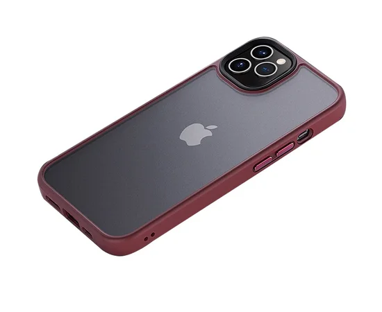 TPU+PC чохол Metal Buttons для Apple iPhone 12 Pro / 12 (6.1") Бордовий