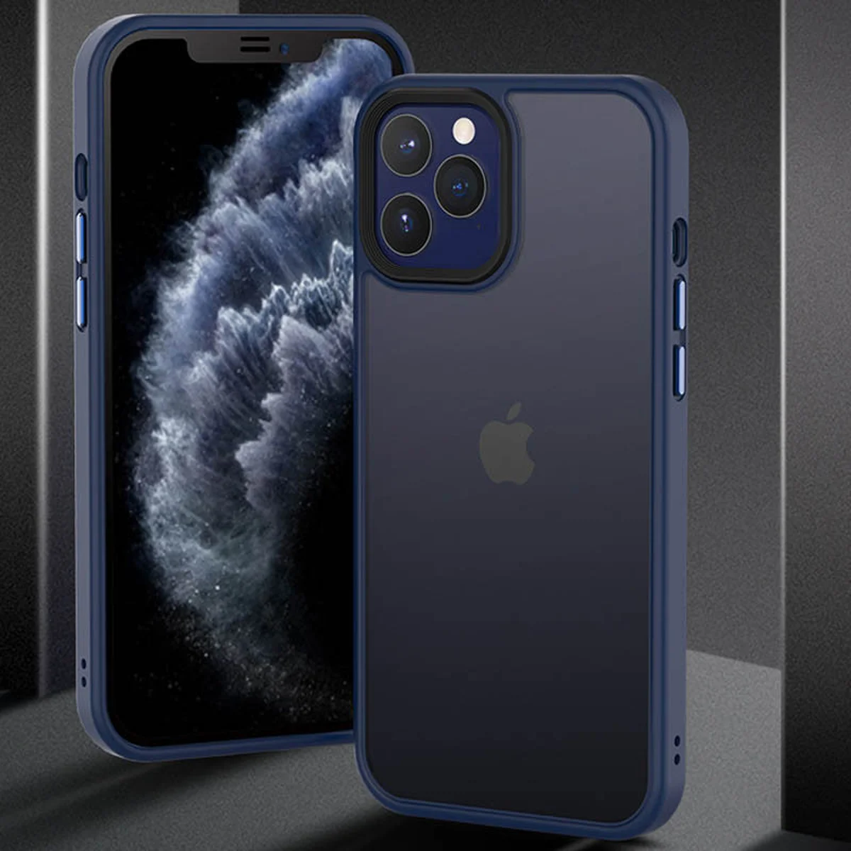 TPU+PC чехол Metal Buttons для Apple iPhone 12 Pro / 12 (6.1") Синий