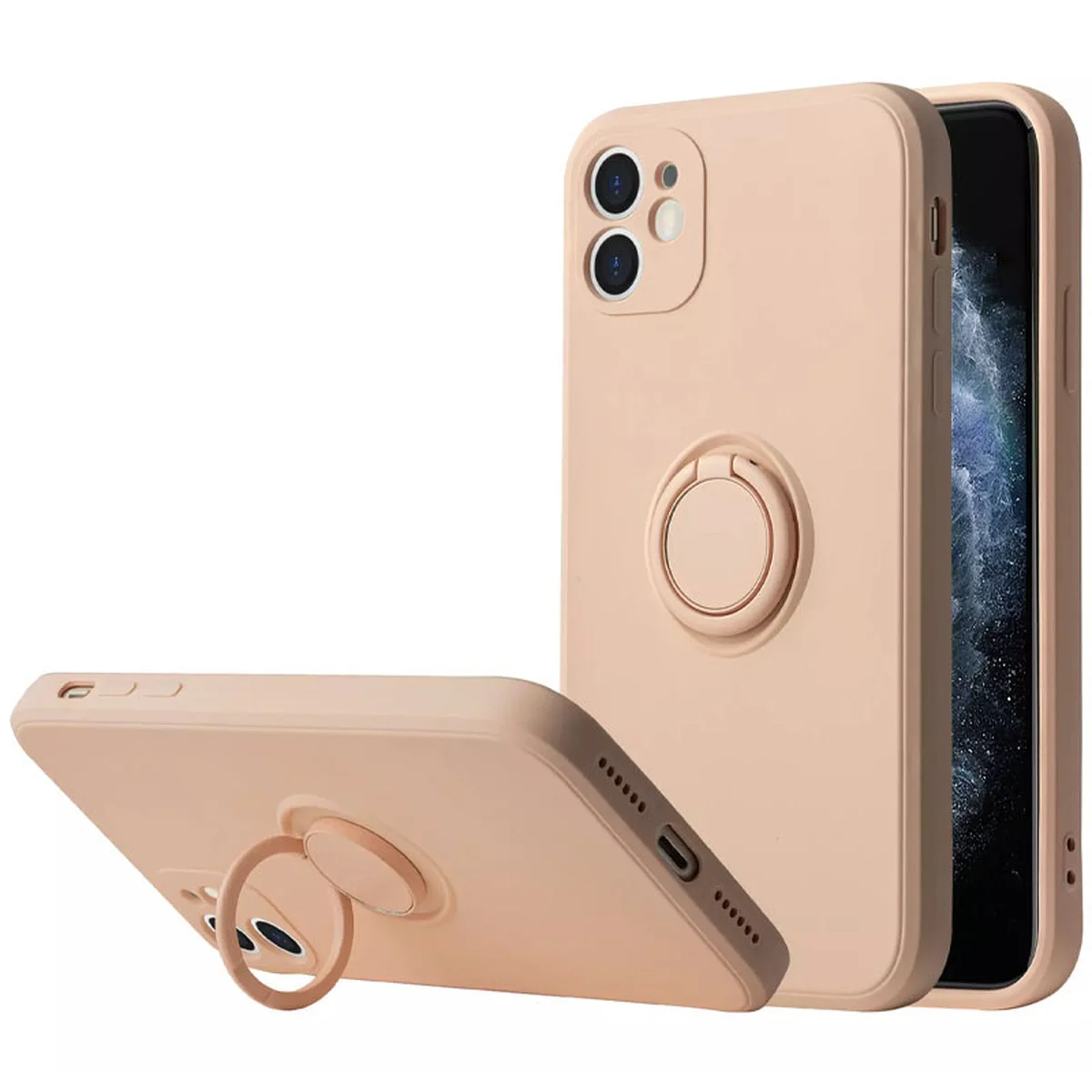 Чохол TPU Candy Ring Full Camera для Apple iPhone 12 (6.1 ") Рожевий / Pink Sand