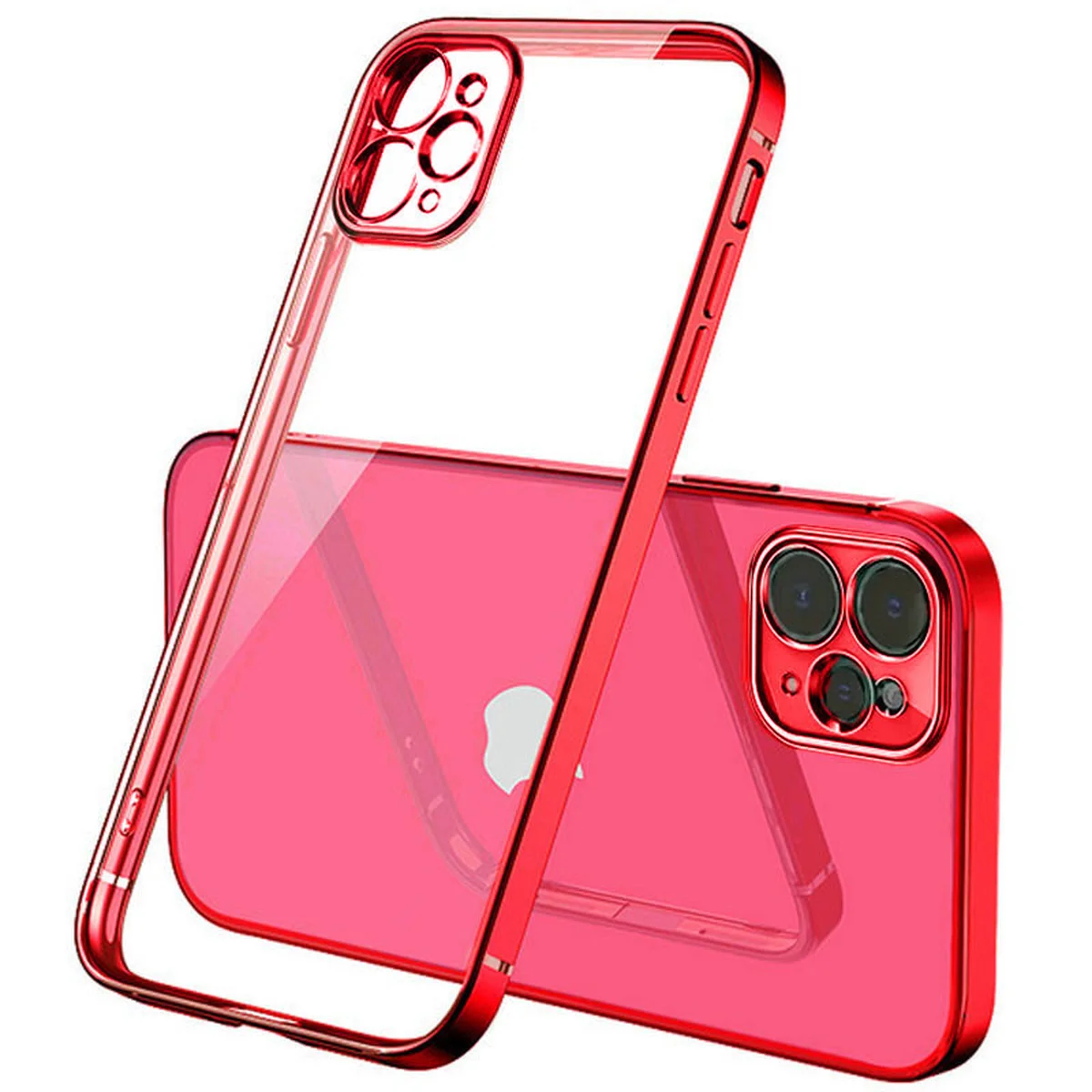 Прозорий силіконовий чохол з глянсовою окантовкою для Apple iPhone 12 Pro / 12 (6.1 ") Червоний