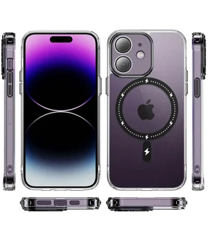 Чохол TPU+PC Colorful with MagSafe для Apple iPhone 12 (6.1") Black