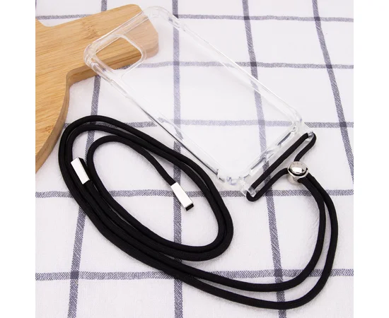 Чехол TPU Crossbody Transparent для Apple iPhone 12 Pro / 12 (6.1") Черный