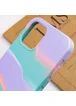 Чехол Silicone case full Aquarelle для Apple iPhone 12 Pro / 12 (6.1") Бирюзово-сиреневый