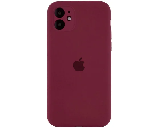 Чехол Silicone Case Full Camera Protective (AA) для Apple iPhone 12 (6.1") Бордовый / Plum / PVH