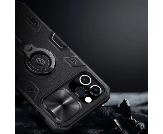 TPU+PC чехол Nillkin CamShield Armor (шторка на камеру) для Apple iPhone 12 Pro / 12 (6.1")  Черный
