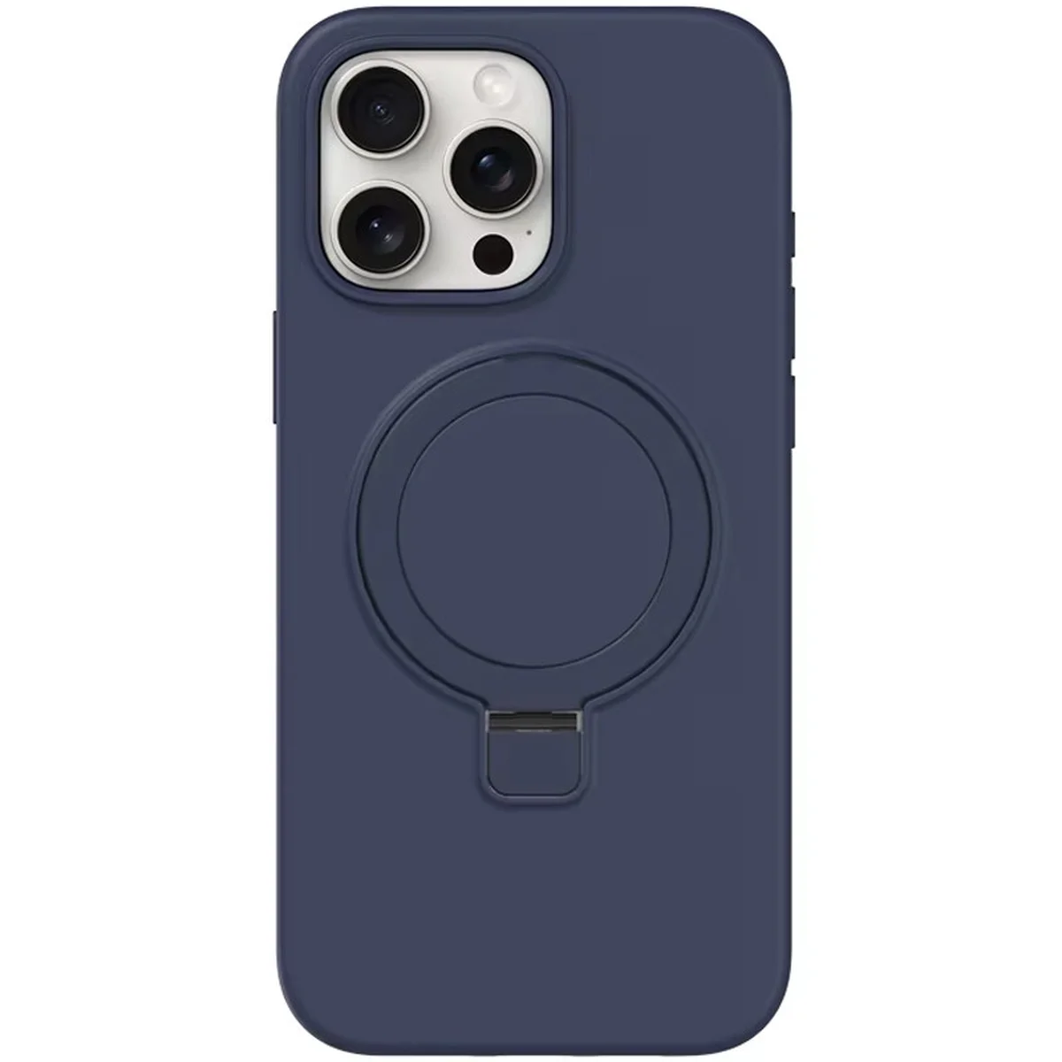 Чехол Silicone Case Full Protective NO LOGO with Ring для Apple iPhone 12 Pro / 12 (6.1") Dark Blue
