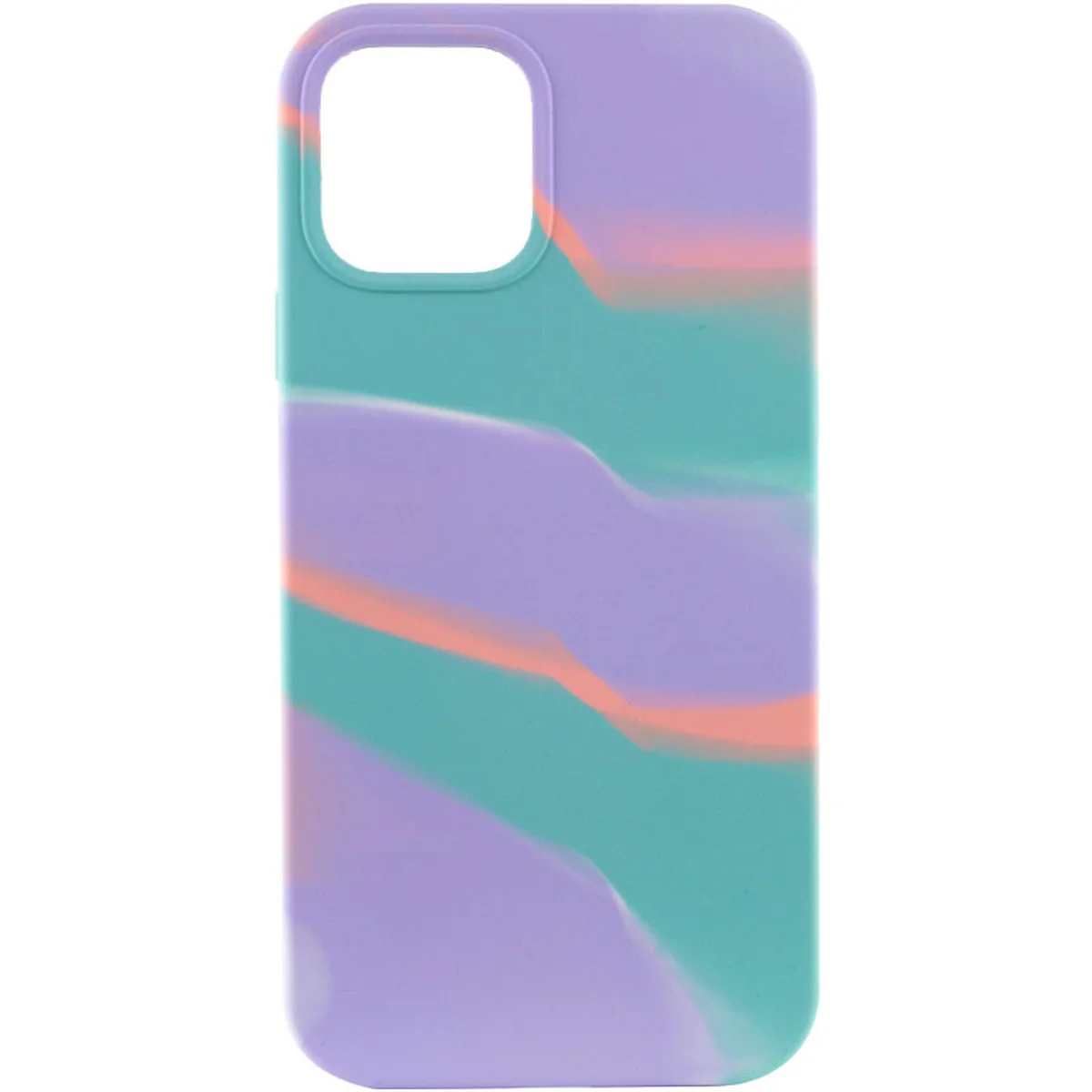 Чехол Silicone case full Aquarelle для Apple iPhone 12 Pro / 12 (6.1") Бирюзово-сиреневый