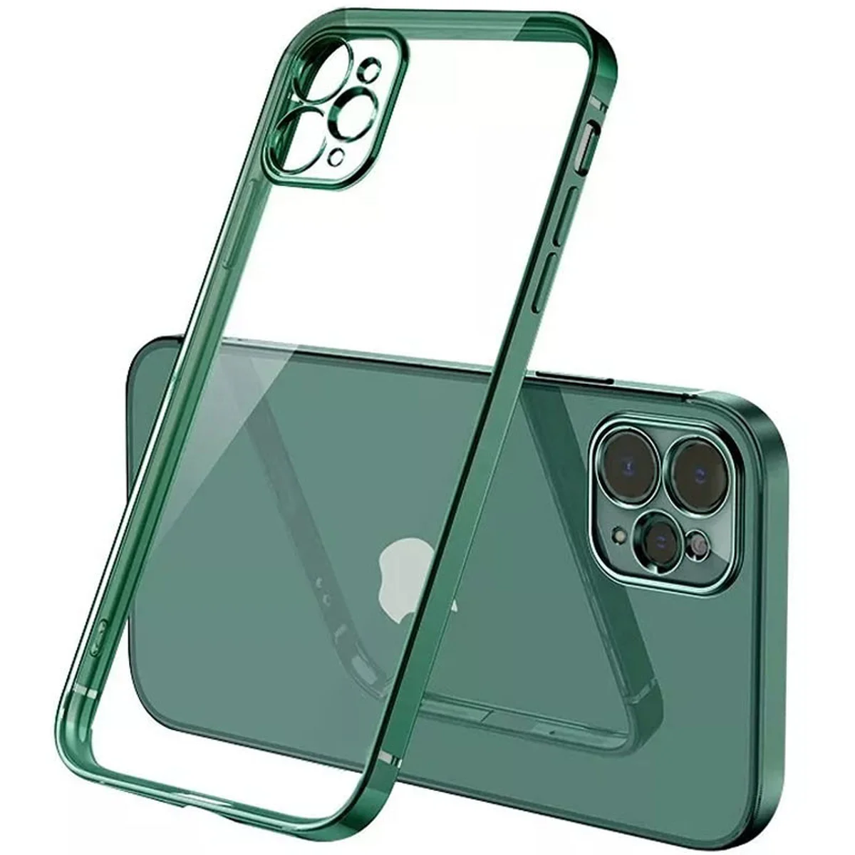 Прозрачный силиконовый чехол с глянцевой окантовкой для Apple iPhone 12 Pro / 12 (6.1") Зеленый