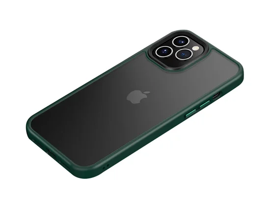 TPU+PC чехол Metal Buttons для Apple iPhone 12 Pro / 12 (6.1") Темно-зеленый