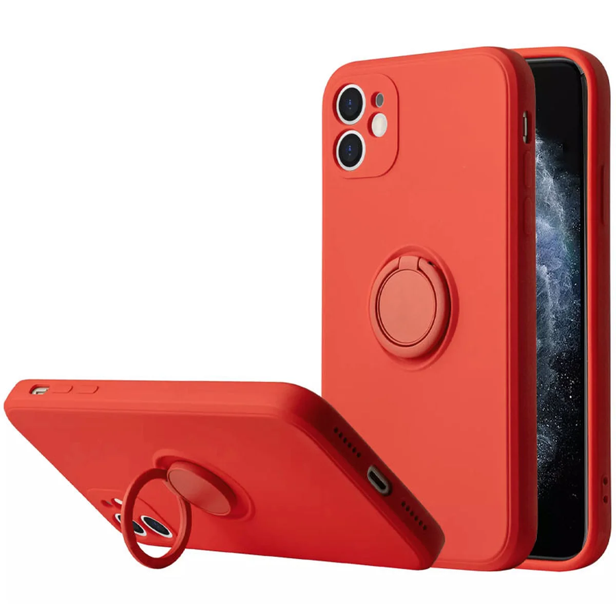 Чехол TPU Candy Ring Full Camera для Apple iPhone 12 (6.1") Красный / Red