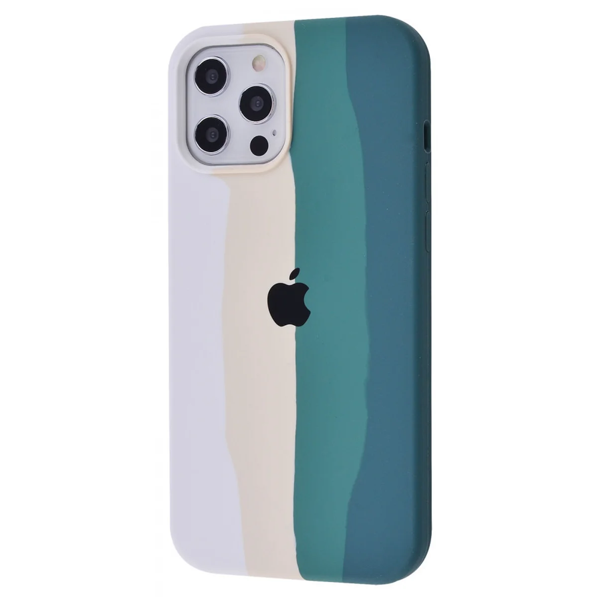 Чехол Silicone case Full Rainbow для Apple iPhone 12 Pro / 12 (6.1") Белый / Зеленый
