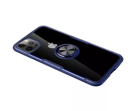 TPU+PC чехол Deen CrystalRing for Magnet (opp) для Apple iPhone 12 Pro / 12 (6.1") Бесцветный / Синий