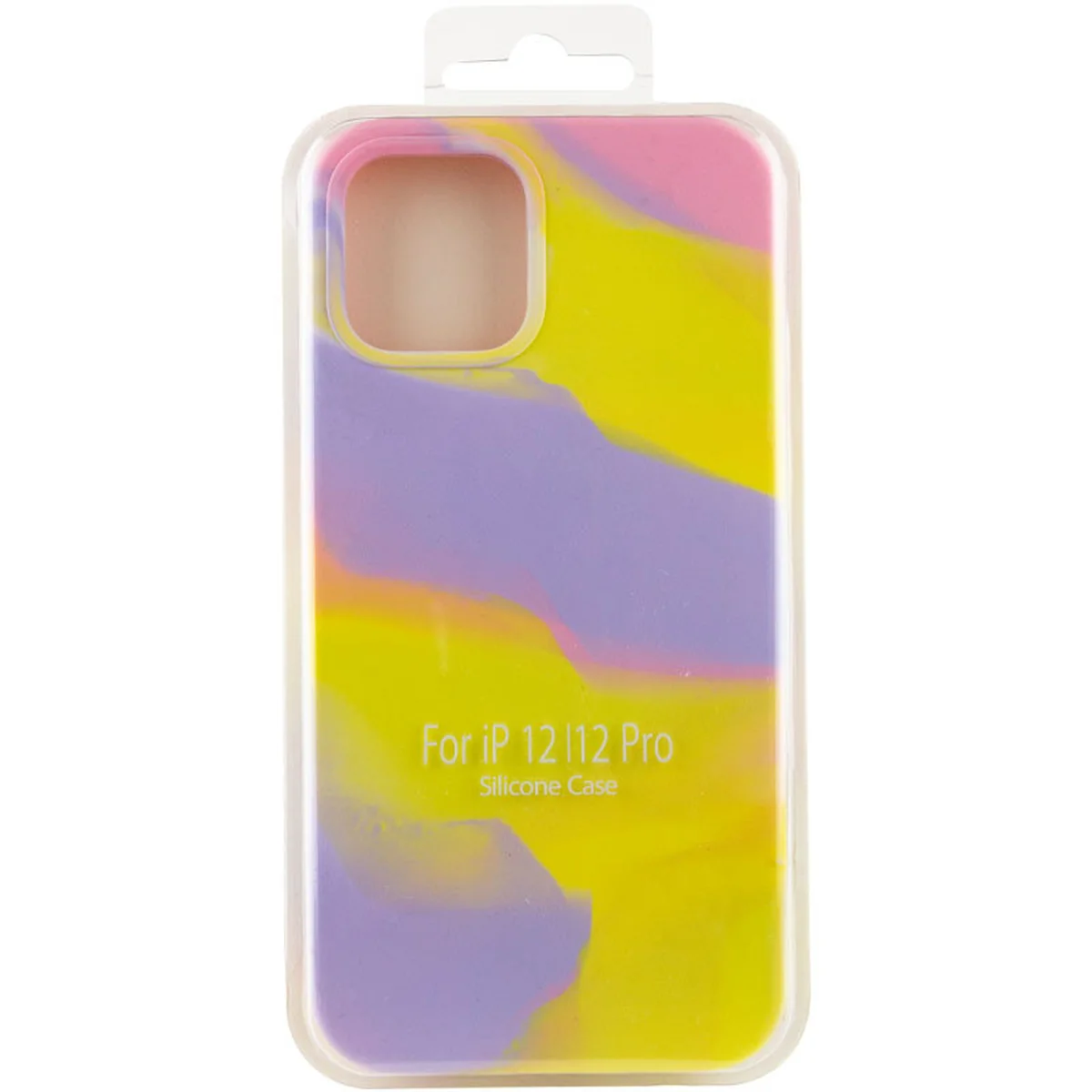 Чехол Silicone case full Aquarelle для Apple iPhone 12 Pro / 12 (6.1") Сиренево-желтый