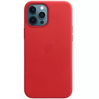 Кожаный чехол Leather Case (AAA) with MagSafe для Apple iPhone 12 Pro / 12 (6.1") Red