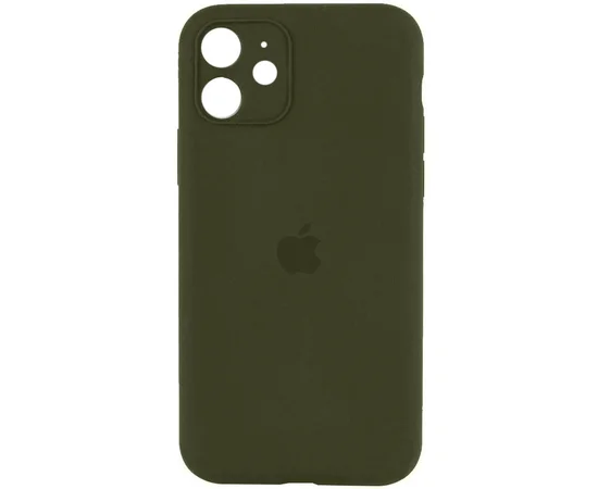 Чохол Silicone Case Full Camera Protective (AA) для Apple iPhone 12 (6.1") Зелений / Dark Olive / PVH
