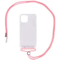 Чохол TPU Crossbody Transparent для Apple iPhone 12 Pro / 12 (6.1 ") Рожевий